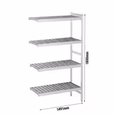 Scaffale in alluminio anodizzato - 1491x1800mm - Profondità: 460mm - con 4 ripiani - Portata: 120kg per ripiano