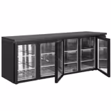 Commercial Back Bar Bottle Cooler ECO - 2542x513mm - 518L - with 4 Hinged Glass Doors - Black