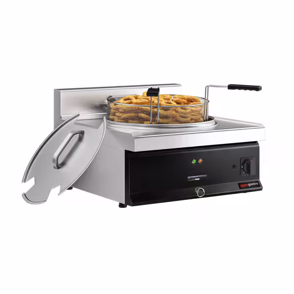 Friggitrice elettrica professionale per pesce da banco - 25L - 14kW - comandi meccanici - Nero