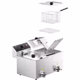 Elektromos dupla fritőz - 12+12 literes - 6,5 kW - leeresztőcsappal