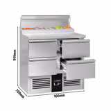 Commercial Saladette Prep Counter PREMIUM - 900x700mm - 4 Drawers - topper for 5x GN 1/6