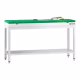 Edelstahl Arbeitstisch PREMIUM - 1600x800mm - mit Grundboden - inkl. Schneideplatte Grün