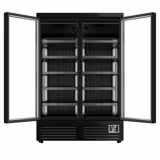 Commercial wall-mounted refrigerated display shelving - 1310 mm - 991 litres - with 2 double-glazed hinged doors and 5 shelves