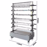 Rack à broches déplaçable - 1150x500x1600mm - Inox - 12 brochettes