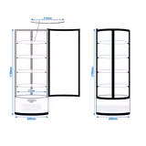 Panoramavitrine - 360 Liter - 680mm - 4 Ablagen - Schwarz