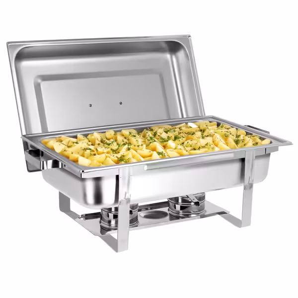 (2 bucăți) Chafing Dish - GN 1/1 - cu capac și picioare din oțel inoxidabil - 9 litri
