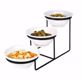 Support buffet - Set de 3 pièces - Acier inoxydable - Noir - rond - incl. 3 Coupelles en mélamine - avec 3 Étagères