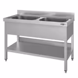 Chiuvetă profesională ECO - 1200x600 mm - cu poliță inferioară - cu 2 cuve