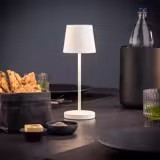 (4 pz) Lampada da tavolo LED ricaricabile - MERLE MINI - dimmerabile a 3 livelli - IP54 - per interno/esterno - Ø 90mm - Whisper White