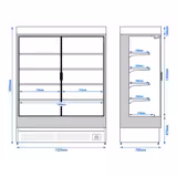 Vitrine murale réfrigérée - 1524mm - 693L - avec 2 portes battantes vitrées & 4 étagères - Noir