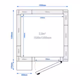 Vriescel - 1500x1500mm - 2,80m³ - incl. vriesmotor - incl. strokengordijn