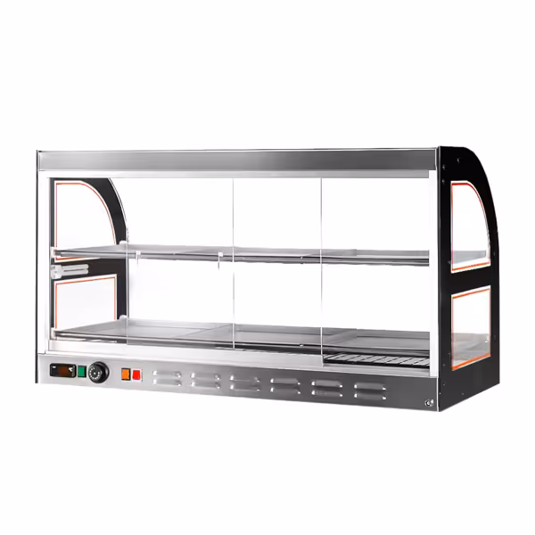 Vetrina calda da banco per polli allo spiedo - 1098mm - 1,8 kW - con 2 ripiani