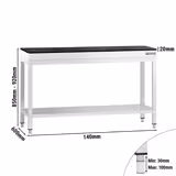 Masă de lucru din oțel inoxidabil centrală PREMIUM - 1400x600 mm - cu poliță inferioară - cu blat din granit inclus