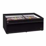 Vrieseiland - 2506x858mm - 594 liter - 2 glazen schuifdeksels - zwart