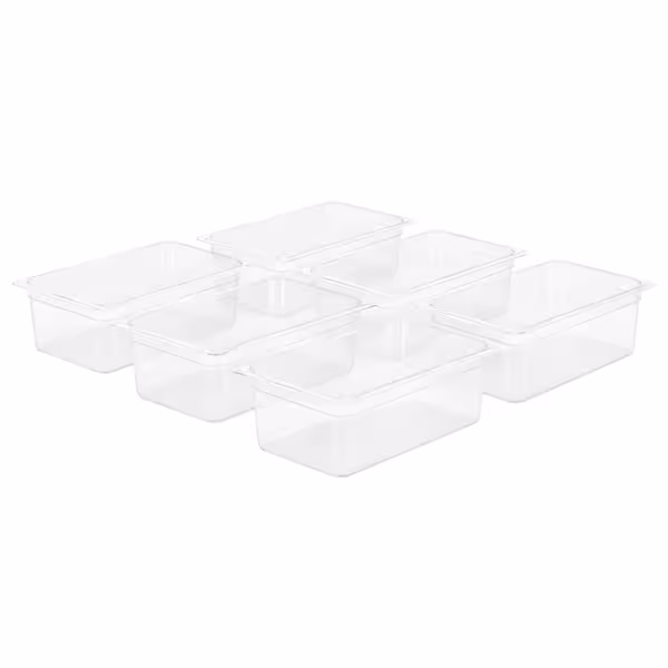 (6 pcs) Polypropylene Container - GN 1/1 - Translucent - 25.5 L - Height: 200 mm