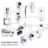 Fläktkåpa med motor - väggmonterad - 1400 mm - djup 900 mm - med varvtalsregulator, flamskyddsfilter och belysning