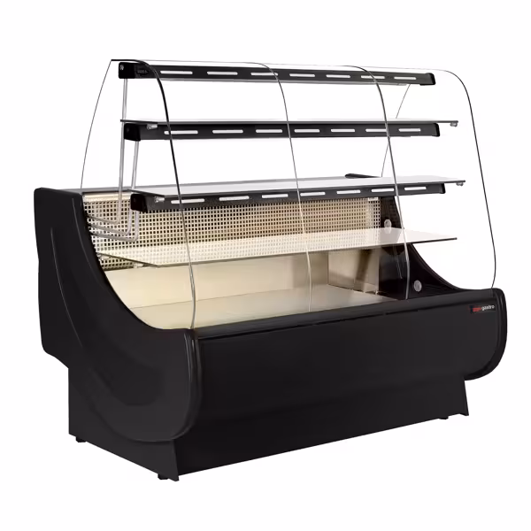 Vetrina refrigerata e banco pasticceria - 1600 mm - con illuminazione - 3 ripiani e cassetti per dolci