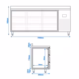 Tavolo refrigerato PREMIUM PLUS - 1960x600mm - Ventilata - 9 cassetti - Alzatina