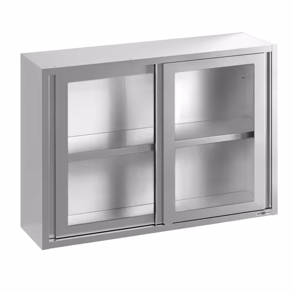 Paslanmaz Çelik Duvar Dolabı  - 1600x400mm - Kayar Cam Kapılı - 1000mm yükseklik