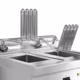 Električna friteza s dva korita - 10+10 L - 18,0 kW - s odvodnom slavinom - s ormarićem s 2 vrata