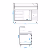 Pizzakylbänk PREMIUM - 1500x800mm - 1 dörr och 7 lådor - inkl. kylränna - 6x GN 1/3