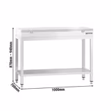 Edelstahl Arbeitstisch PREMIUM - 1000x700mm - mit Grundboden - inkl. Schneideplatte Weiß