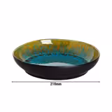 LOTUS - طبق معكرونة - بقطر 210 مم - تركواز/أسود (قطع x4)