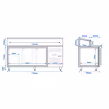 Beredningskylbänk PREMIUM - 1795x700 mm - inbyggd kylränna - 3 glasdörrar - för 8x GN 1/3