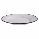 Timeless Enamel Look Melamine Plate – White/Blue – Ø 245 mm, 25 mm high