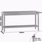 Nerezový pracovní stůl ECO - 2000x700 mm - se spodní policí