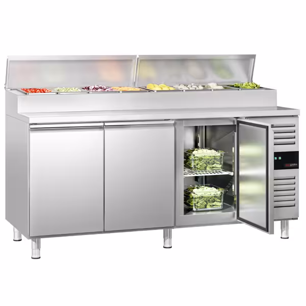 Saladette PREMIUM - 2020x800 mm - inbyggd kylränna - 3 dörrar - för 10x GN 1/3