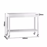 Edelstahl Arbeitstisch PREMIUM - 1000x800mm - mit Grundboden & Rollen