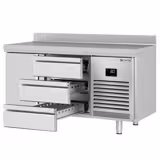 Commercial Counter Fridge PREMIUM PLUS - 1468x700mm - with 1 door, 3 drawers [1/3] - with upstand - capacity 305 litres