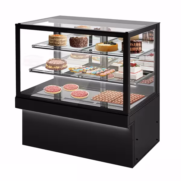 Commercial cake display fridge TORONTO - 1500mm - Double glazing - rear sliding mirrored glass doors