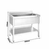 Evier à casseroles PREMIUM - 1000x600mm - avec 1 cuve