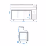Pizzawerkbank PREMIUM PLUS - 1980x700mm - granieten werkblad - met 3 deuren - incl. koelopzetvitrine - 9x GN 1/4