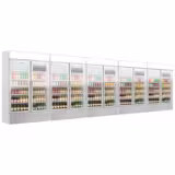 (5 pcs) Commercial Beverage Display Fridge with Illuminated Canopy - 6000mm - 6000 Litres - with 10 hinged glass doors - LED lighting - Grey - Temperature range 1 to 10 °C