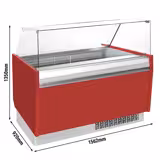 Ijsvitrine LIAM - 1562mm - statische koeling - met LED‑verlichting & rechte ruit - voor 13+13x 5 liter ijsbak - rood
