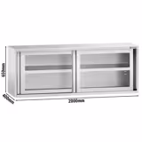 Armoire murale en inox - 2000x400 mm - avec porte coulissante en verre - hauteur 650 mm
