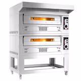 Gazlı Pizza Fırını - Taş tabanlı - 33 cm x 6+6 Pizza Kapasiteli - 230V - dâhil: Davlumbaz & Alt Çerçeve