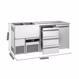 Balcão frigorífico para cerveja PREMIUM - 1950x700mm - 1 porta & 3 gavetas