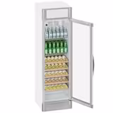 Vitrine réfrigérée à boissons - 595mm - 347 L - 1 porte vitrée - avec caisson lumineux - éclairage LED - affichage digital de la température - Gris - +2 à +10 °C