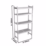 Scaffale in alluminio anodizzato - 889x1800mm - Profondità: 360mm - con 4 ripiani - Portata: 120kg per ripiano