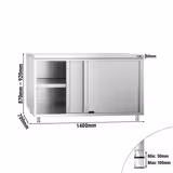 Inox (AISI 304) Radni stol zatvoreni PREMIUM - 1400 x 700 x 870 mm - s kliznim vratima