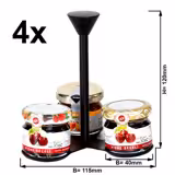 (4 pcs) Jam Etagere / Buffet Stand - Powder-coated Stainless Steel - Black - Height: 120mm - with 3 shelves