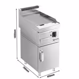 Commercial Electric Griddle - 3.6kW - Ribbed Plate - Cooking area: 395x535mm - with Cabinet Base - 1 Door