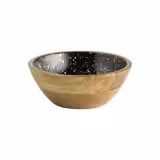(6 pieces) Mango Wood Buffet Bowl Set – 0.8 L - Ø 200 mm - Black/Gold - Starry Sky Interior