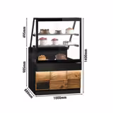 Serve Over Counter TORONTO - 1000mm - double glazing - wood front - with 2 shelves - granite worktop