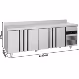 Kylbänk PREMIUM - 2330x700 mm - 632 l - GN 1/1 - med 4 dörrar - Fläktkyla - med bakkant