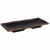 (6 stuks) Dienblad MARONE - Melamine - 19,5x9,5cm - hoogte: 20mm - Zwart/Bruin - stapelbaar
